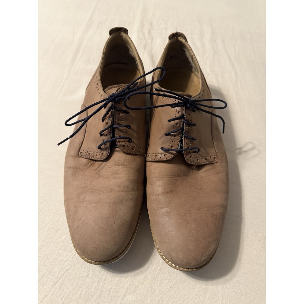 Ecco Clayton Lace-up‎ Shoes 9-9.5 Tan Leather/ Suede Men's Plain Tie Dress Shoe